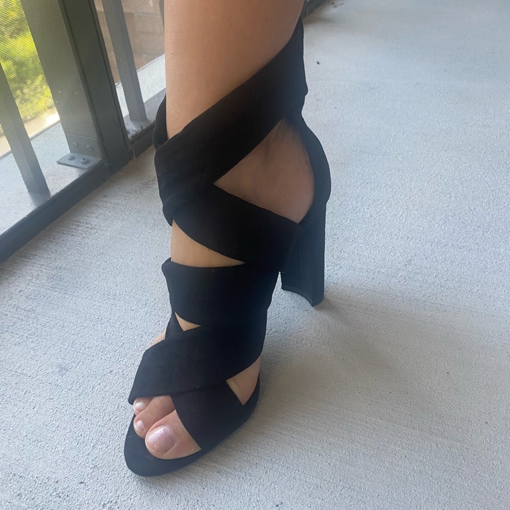 ZARA sexy strappy black suede heels, EU 39